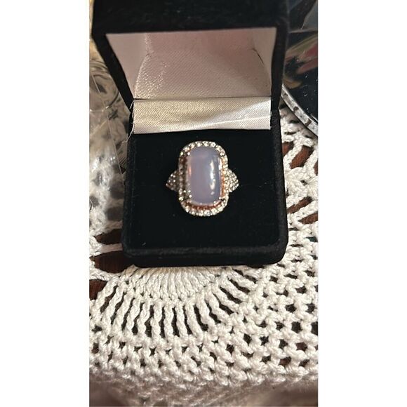 HUGE Crystal Zircon Ring Rose Gold and White Zircon Ring - Picture 12 of 14